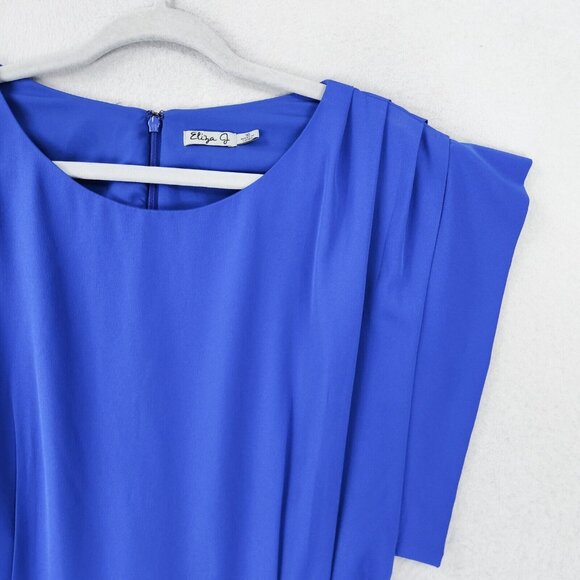 Eliza J Dress Womens 10 Blue Belted Sheath Kimono Business Casual Knee Length - Picture 2 of 14